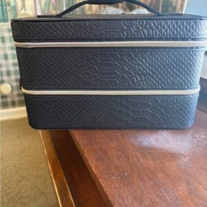 New Lancome faux, leather double zipper carry-all